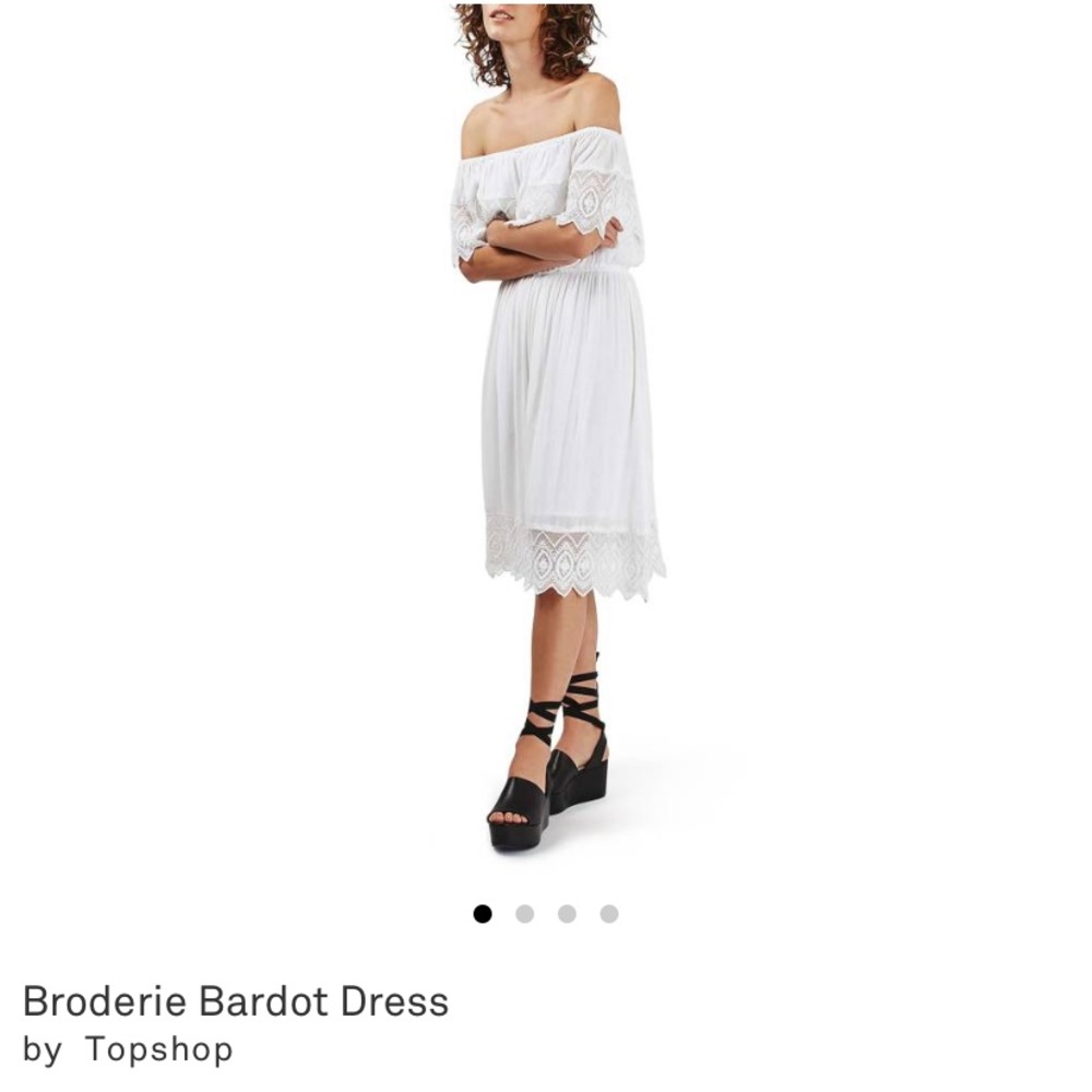 Topshop White Lace Off the Shoulder Dress